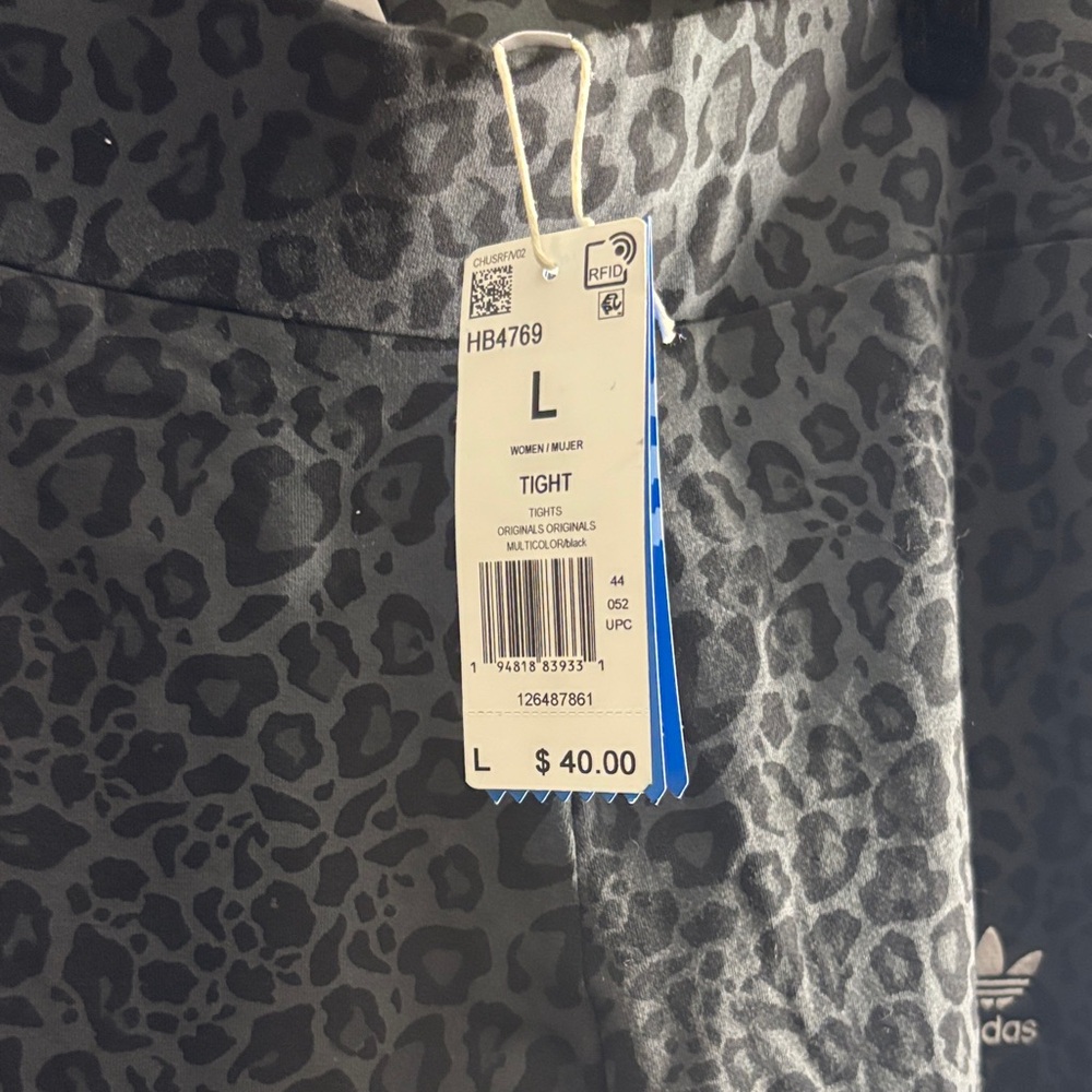 Adidas Black Leopard Print Leggings - Picture 2 of 3
